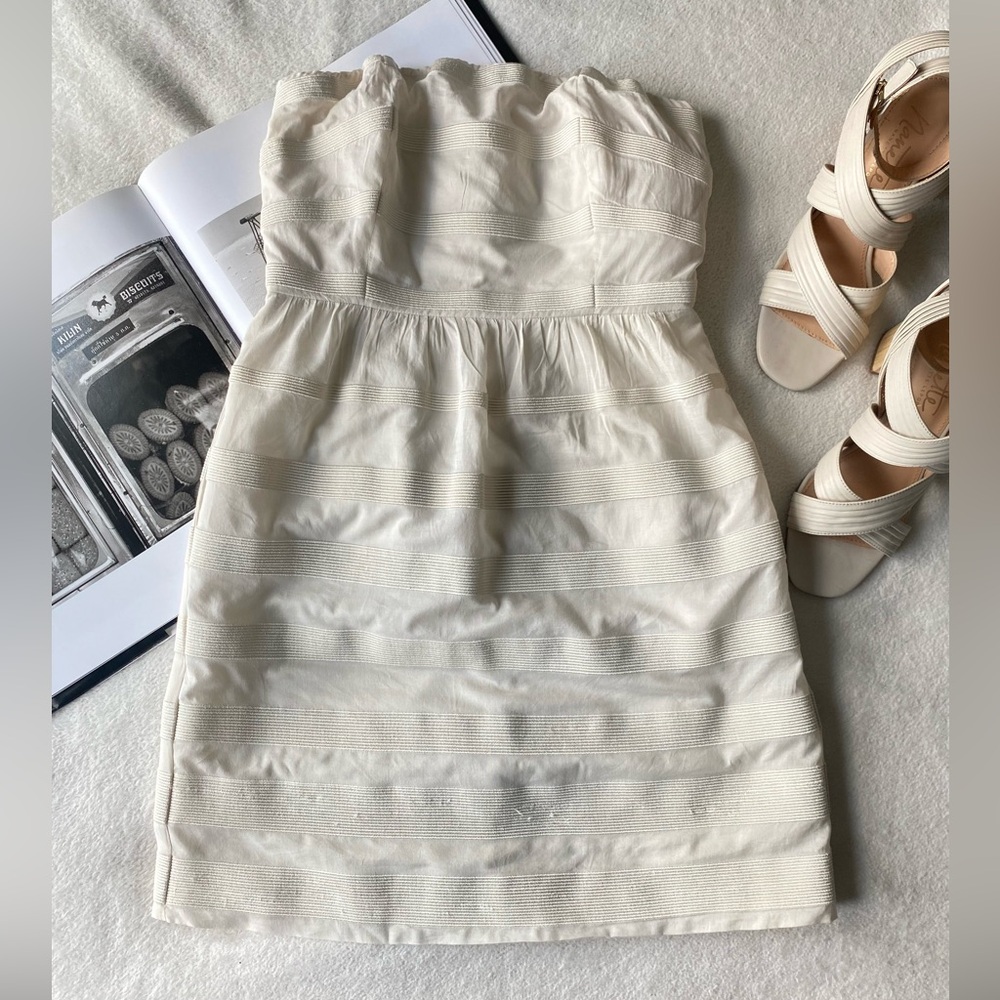 J. Crew Rugby Stripe Ginny Ivory Dress sz 0 - Picture 12 of 16